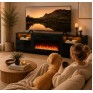 TWISTER.CK 80" Black Electric Fireplace TV Stand with 36" Insert — Media Console & Entertainment Center, 12 Stunning Flame Colors, Cozy 1500W Heating (120V)
