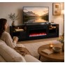TWISTER.CK 80" Black Electric Fireplace TV Stand with 36" Insert — Media Console & Entertainment Center, 12 Stunning Flame Colors, Cozy 1500W Heating (120V)