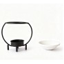 Round Iron Frame Essential Oil Burner Ceramic Bowl Wax Melt Warmer Tealight Candle Holder Home Aroma Decor Tabletop Ornament
