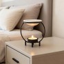 Round Iron Frame Essential Oil Burner Ceramic Bowl Wax Melt Warmer Tealight Candle Holder Home Aroma Decor Tabletop Ornament