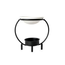 Round Iron Frame Essential Oil Burner Ceramic Bowl Wax Melt Warmer Tealight Candle Holder Home Aroma Decor Tabletop Ornament