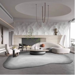 Wabi sabi Style Carpets for Living Room Luxury Bedroom Decor Gray Carpet Irregular Shape Plush Rug Fluffy Soft washable Mat