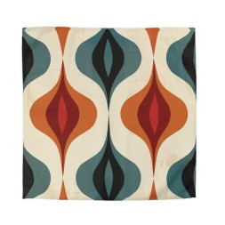 Mid Century Modern Teal Orange Duvet Cover Large Scale Abstract Pattern Bedding Set