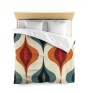 Mid Century Modern Teal Orange Duvet Cover Large Scale Abstract Pattern Bedding Set