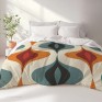 Mid Century Modern Teal Orange Duvet Cover Large Scale Abstract Pattern Bedding Set