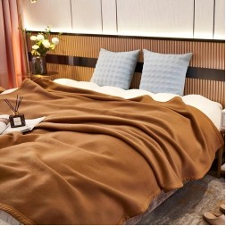 Luxurious Fleece Throw Blanket Cozy Warm Perfect for Bed Sofa Camping Travel Lightweight Reversible Design in Champagne