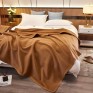 Luxurious Fleece Throw Blanket Cozy Warm Perfect for Bed Sofa Camping Travel Lightweight Reversible Design in Champagne