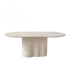 Modern Slate Outdoor Garden Gazebo Oval Talks High-quality Dining Table Natural Marble Travertine And Chairs Set