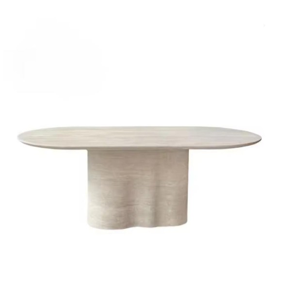 Modern Slate Outdoor Garden Gazebo Oval Talks High-quality Dining Table Natural Marble Travertine And Chairs Set
