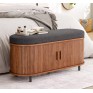 43.3 inch Shoe Storage Bench, 3 Tier Shoe Rack Bench Organizer with Storage, Cushion and Sliding Door Removable